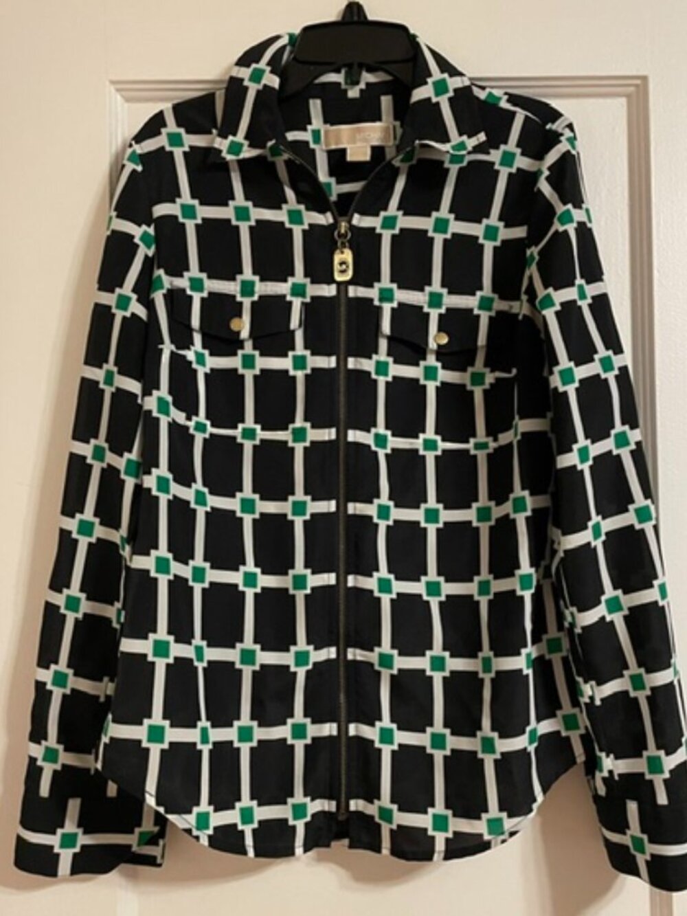MICHAEL KOHRS Geometric Zip Up Top Blouse XS